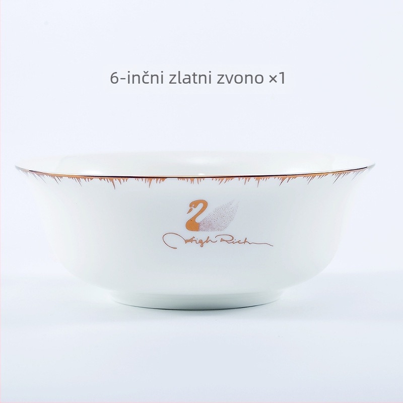 Porcelanske zdjele set, mikrovalno sigurno, okrugli oblik, moderni minimalistički stil, logo tiskano.