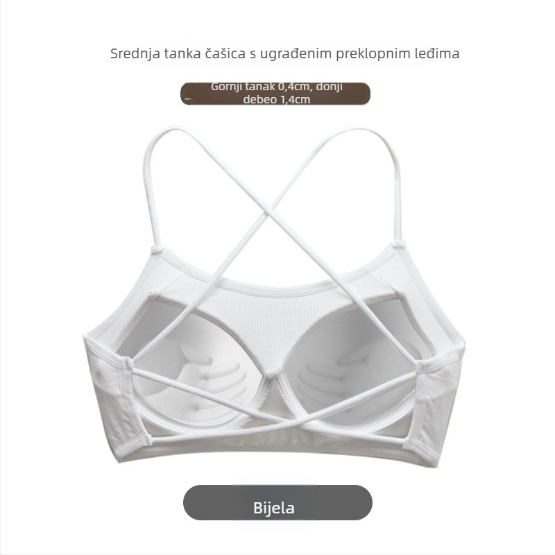Wrap/tube top grudnjak, 3/4 kupa, srednje oblikovane čašice, viskozna ribana tkanina, skupljanje, prozračan, seksi otvorena leđa