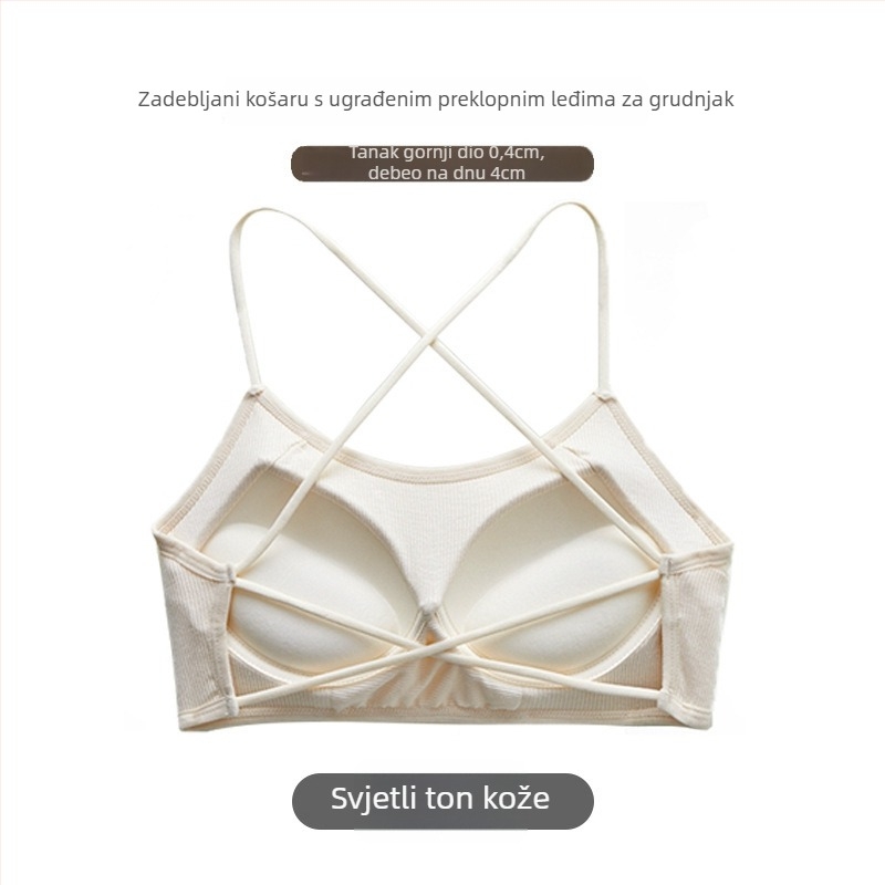 Wrap/tube top grudnjak, 3/4 kupa, srednje oblikovane čašice, viskozna ribana tkanina, skupljanje, prozračan, seksi otvorena leđa