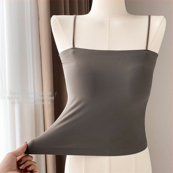 Tank top od ice silk s fiksnim košaricama, ženski ljetni osnovni sloj s lijepim leđima