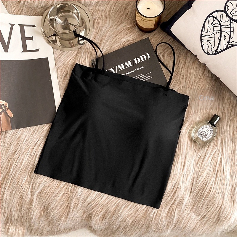 Tank top od ice silk s fiksnim košaricama, ženski ljetni osnovni sloj s lijepim leđima