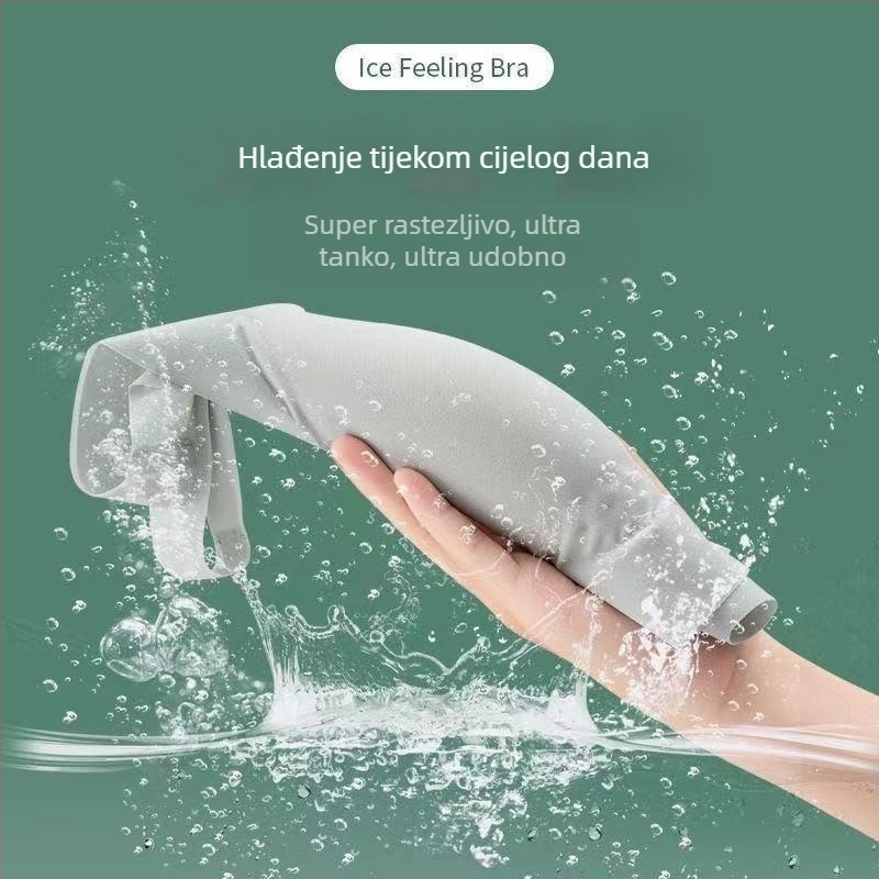 Ultra-tanki grudnjak od ice silk za žene, bešivan, prozračan, plus veličina, oblikovane košarice, bez metalnih krugova, bez naramenica, za ljeto i spavanje