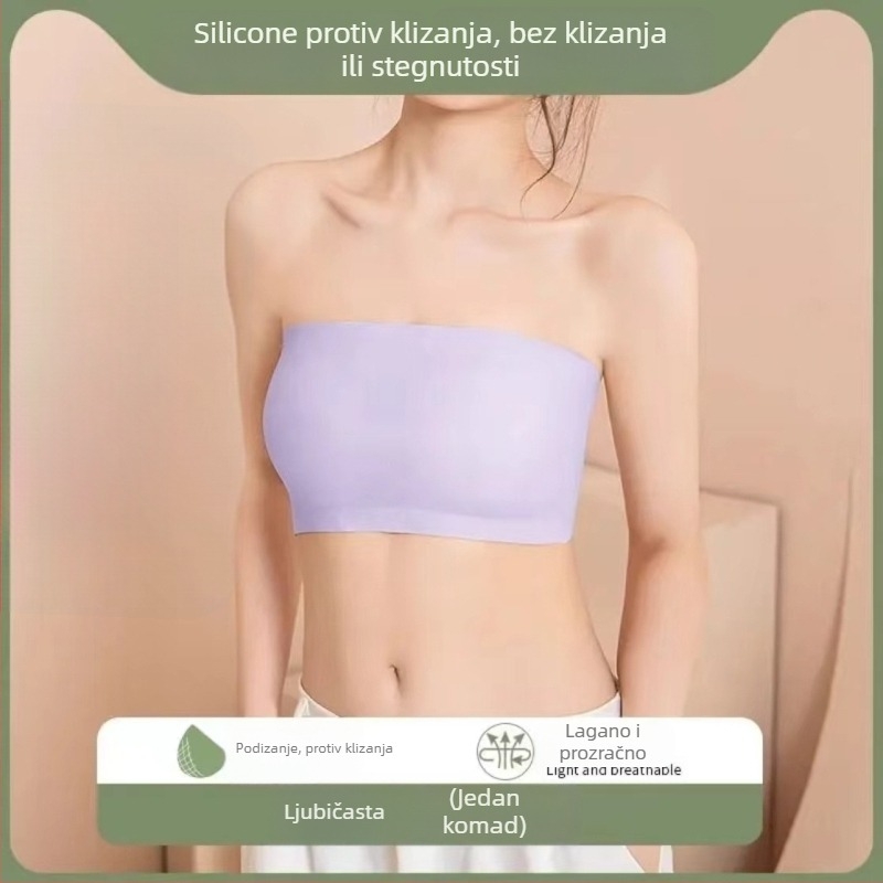 Ženski grudnjak bez naramenica, tubasti top, bez šavova, otporan na klizanje, push-up, lijep stražnji dio, lagani ljetni dizajn