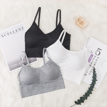 Bezšivni ženski top-sutien s podesivim naramenicama, sportski stil, push-up, bez žice, lijep leđa