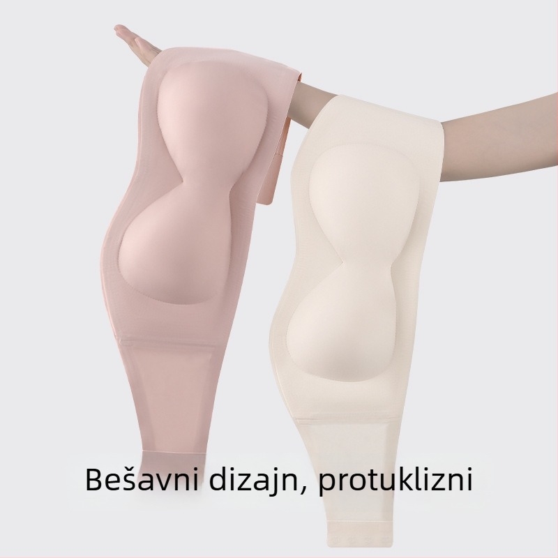 Tube-top grudnjak bez naramenica s push-upom, anti-slip, bezšivne stražnje stranice, prozračan najlon-lycra materijal, podstava 70–80% elastan