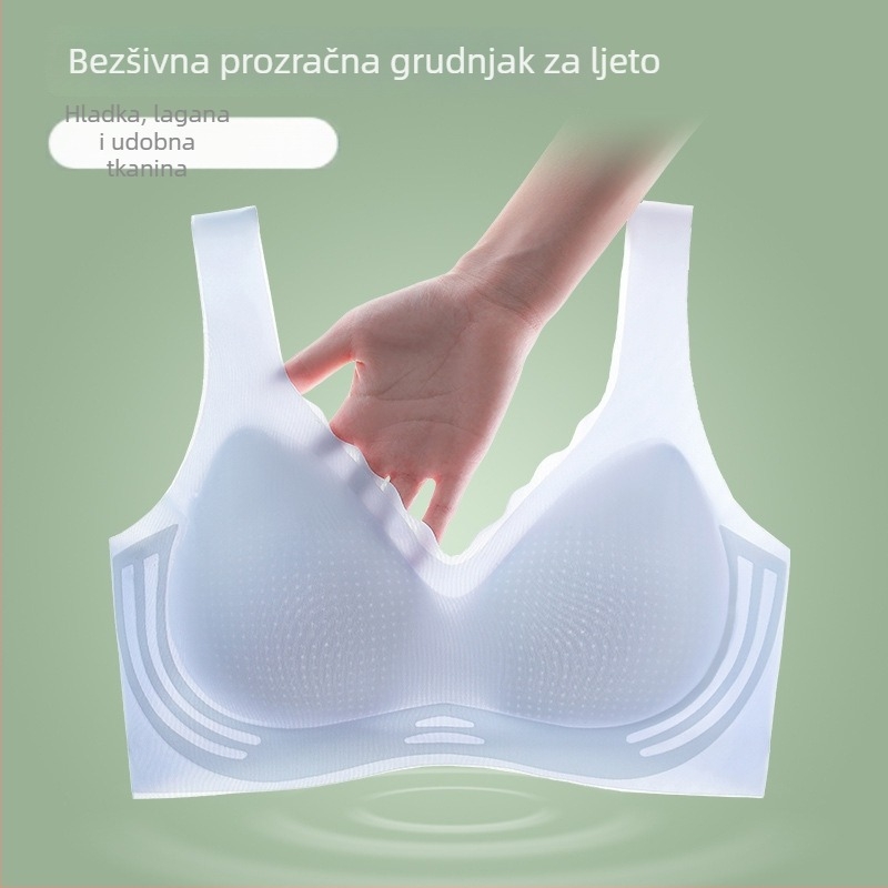 Najlon bandeau grudnjak, bez naramenica, bez šavova, tanke košarice, prozračan dizajn, dužina prsa