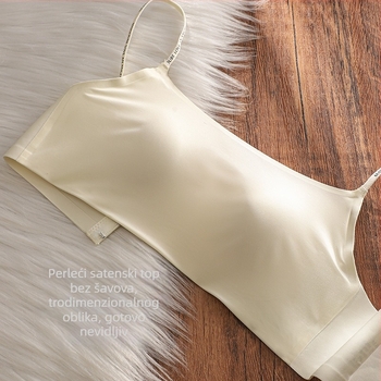 Bezšivni grudnjak s hladićim mliječnim saténom, košarica 3/4 s tankim oblikovanjem, fiksne naramenice, stražnje zatvaranje s 3 redovima kopči