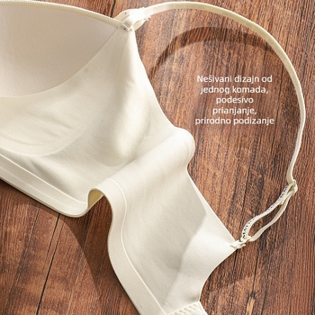 Bezšivni grudnjak s hladićim mliječnim saténom, košarica 3/4 s tankim oblikovanjem, fiksne naramenice, stražnje zatvaranje s 3 redovima kopči