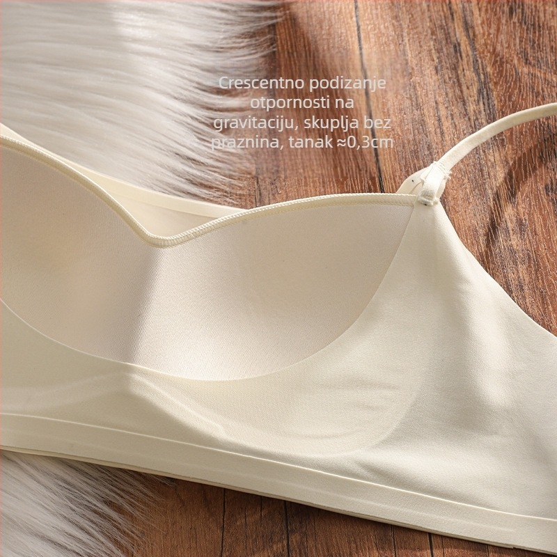 Bezšivni grudnjak s hladićim mliječnim saténom, košarica 3/4 s tankim oblikovanjem, fiksne naramenice, stražnje zatvaranje s 3 redovima kopči