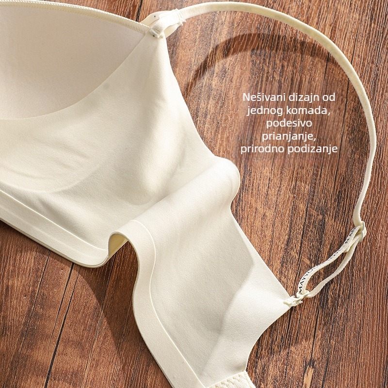 Bezšivni grudnjak s hladićim mliječnim saténom, košarica 3/4 s tankim oblikovanjem, fiksne naramenice, stražnje zatvaranje s 3 redovima kopči