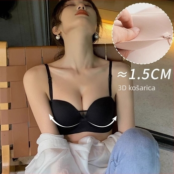 Sutien bez naramenica od mreže, protuklizni, bezšavan, s podesivim odvojivim remenima, push-up efekt, lijep stražnji dio