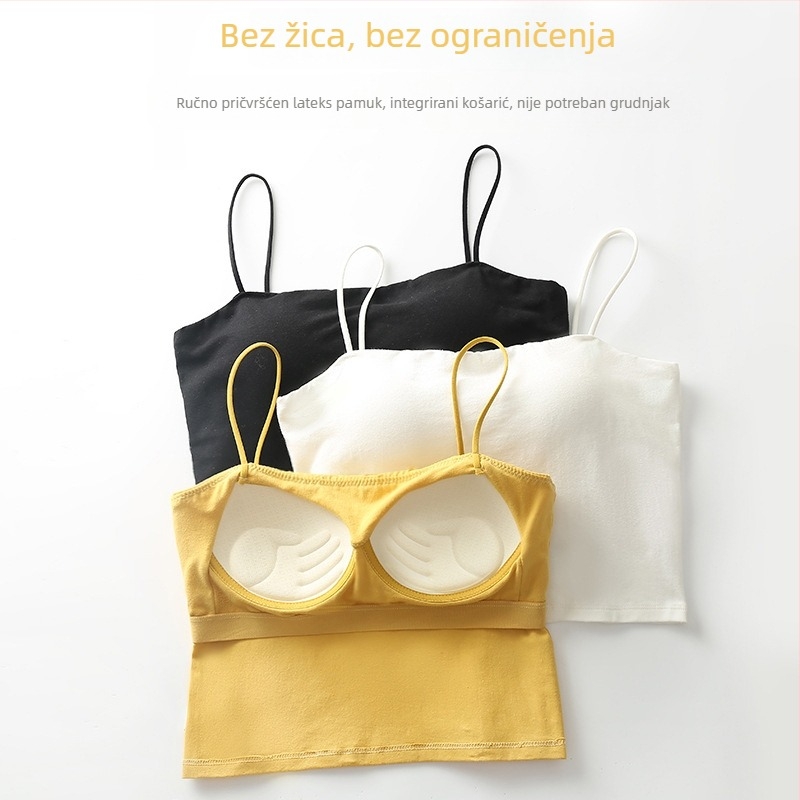 Miyisi pamukasti bustier bez naramenica s fiksnim čašicama, prozračno leđa, svestran osnovni sloj