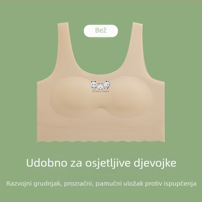 Bezšivno donje rublje za djevojčice u pubertetu — set s grudnjakom od ice silk i topom