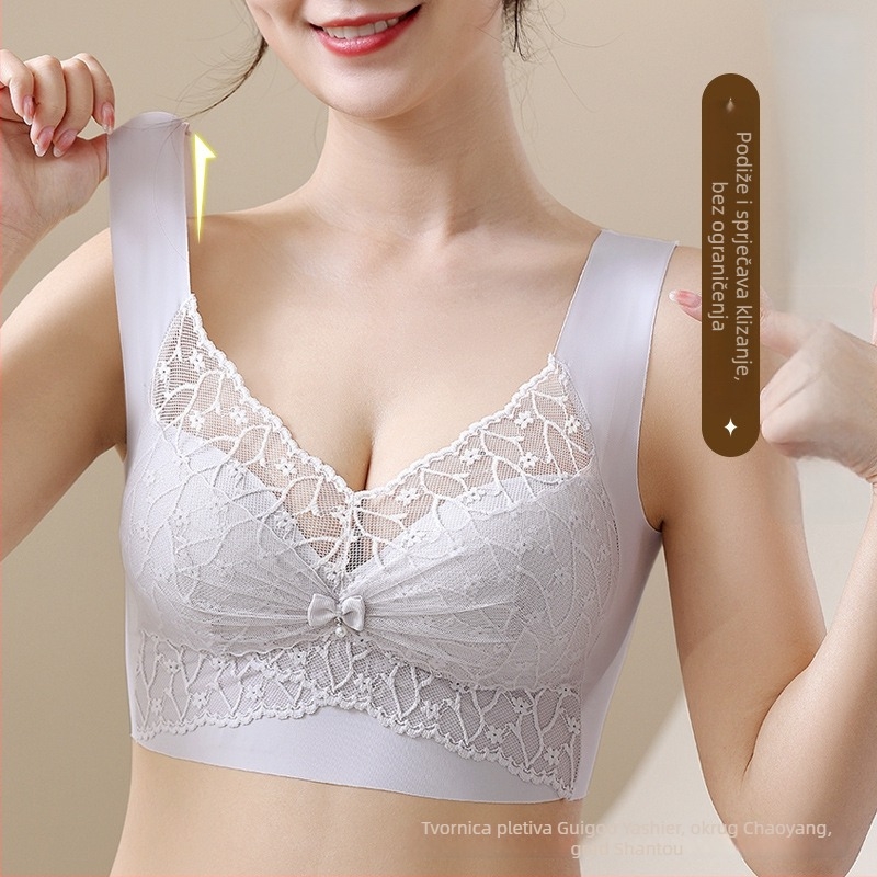 Baodu ice silk čipkasti push-up grudnjak, plus-size, lijepo leđa, bezšivni tube top donje rublje za žene