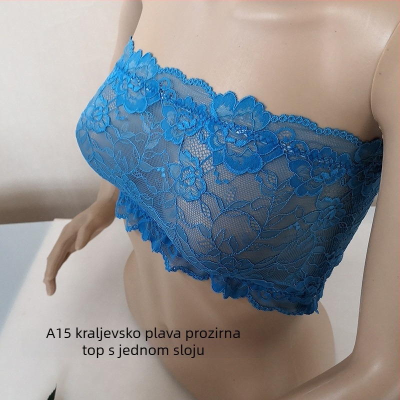 Čipkasti tub-top za grudi, tanko oblikovane šalice, prozračan, anti-izlaganje, lijep leđa, korsetski stil