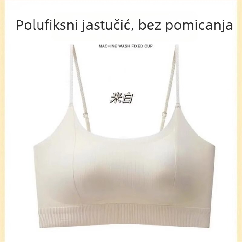Bezšivni tube top s tankim trakama i jastučićem za prsa, zaštita od prozirnosti