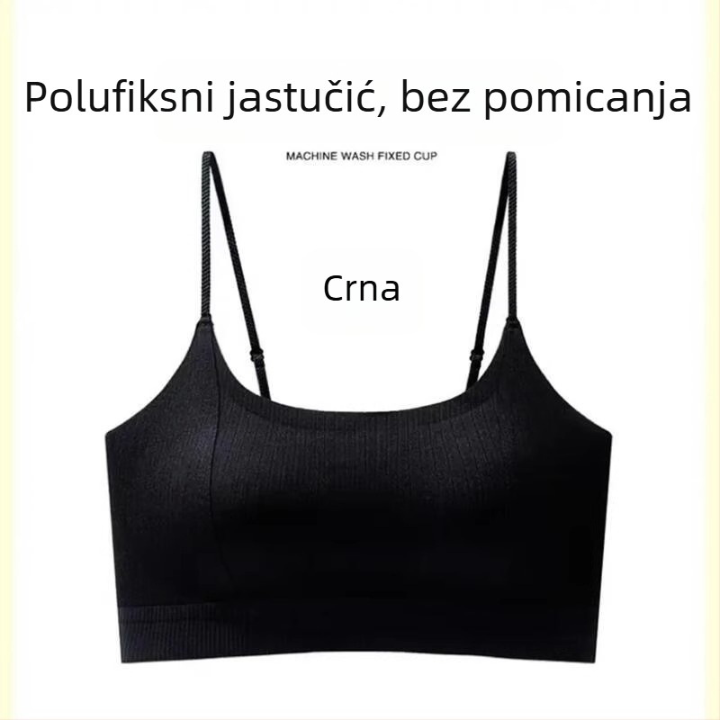 Bezšivni tube top s tankim trakama i jastučićem za prsa, zaštita od prozirnosti