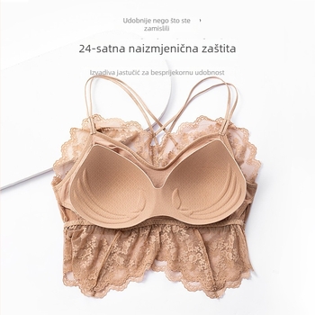 Čipkasti top za prsa s trakama, 3/4 šalice, tanak oblik čašice, prozračan, zaštita od izlaganja, lijep stražnji dizajn