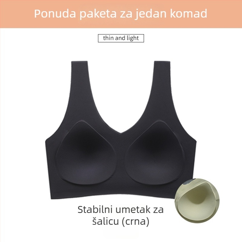 Bešiv grudnjak bez žice s punim košaricama, bez naramenica, sportski top s jastučićem, velike veličine
