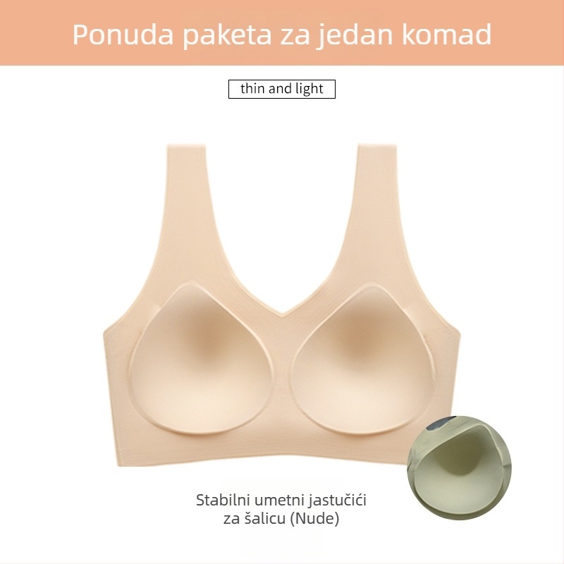 Bešiv grudnjak bez žice s punim košaricama, bez naramenica, sportski top s jastučićem, velike veličine
