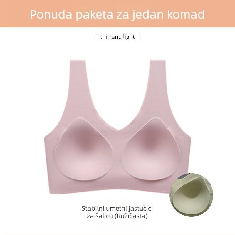 Bešiv grudnjak bez žice s punim košaricama, bez naramenica, sportski top s jastučićem, velike veličine