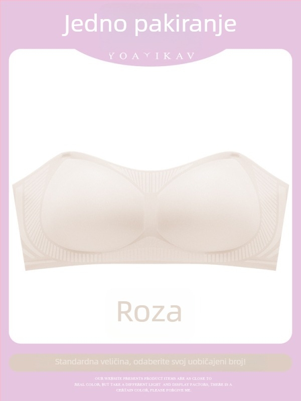 Bez naramenica Tube Top grudnjak za male grudi – protuklizni, nevidljiv, bezšivni push-up, najlon materijal s podom od spandexa