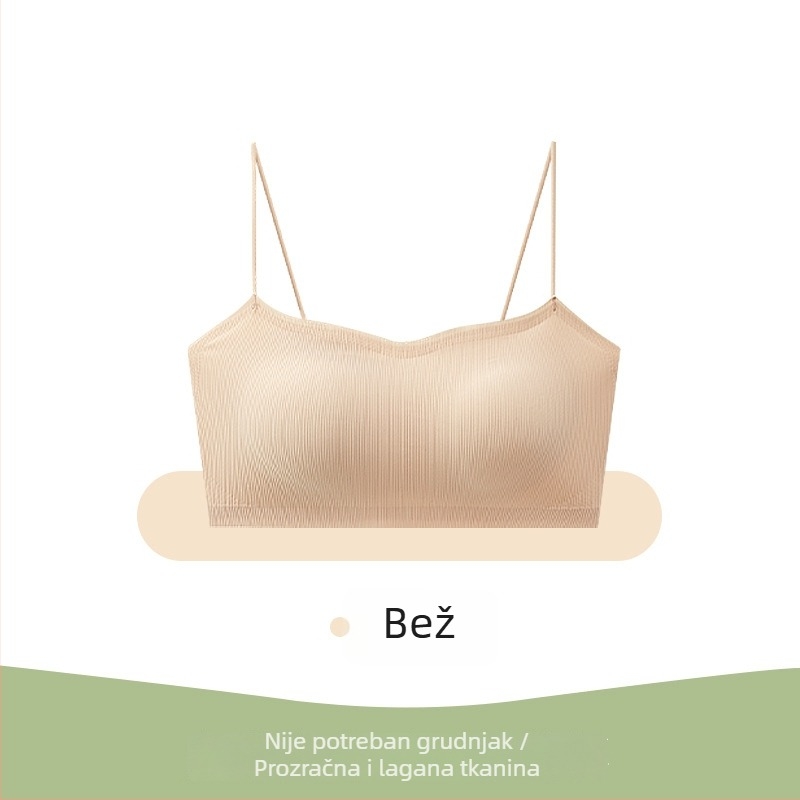 Bešavni grudnjak za ljeto, bez leđa, tanke naramenice, s učinkom zatezanja za mali bust, bez šavova, pogodan za haljine s trakama