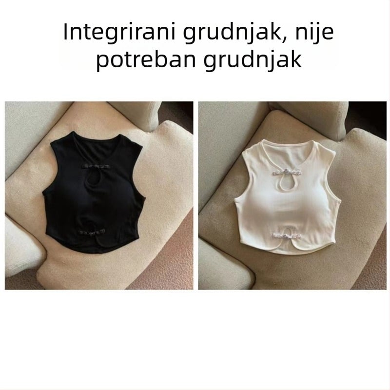 Nova ženska majica bez rukava s kineskim čvorovima, s trakama, elegantna i moderna