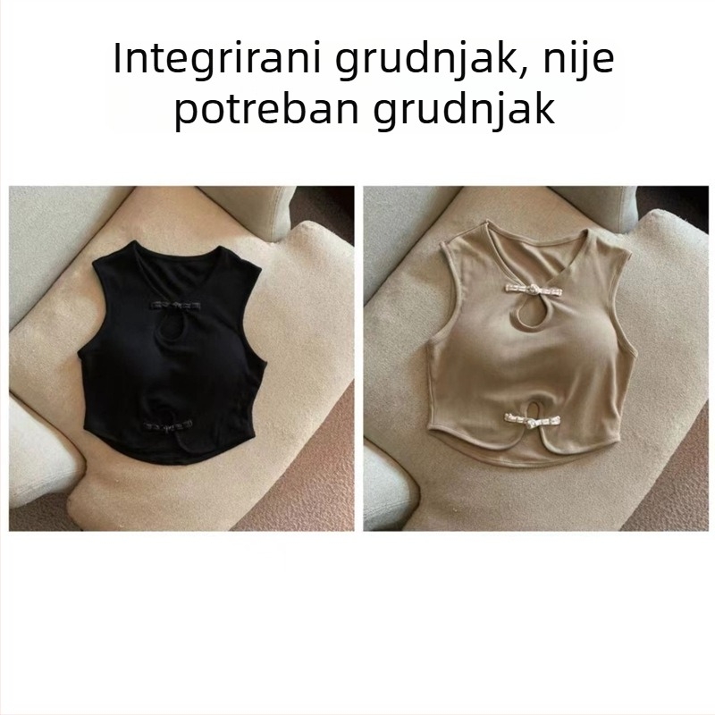 Nova ženska majica bez rukava s kineskim čvorovima, s trakama, elegantna i moderna