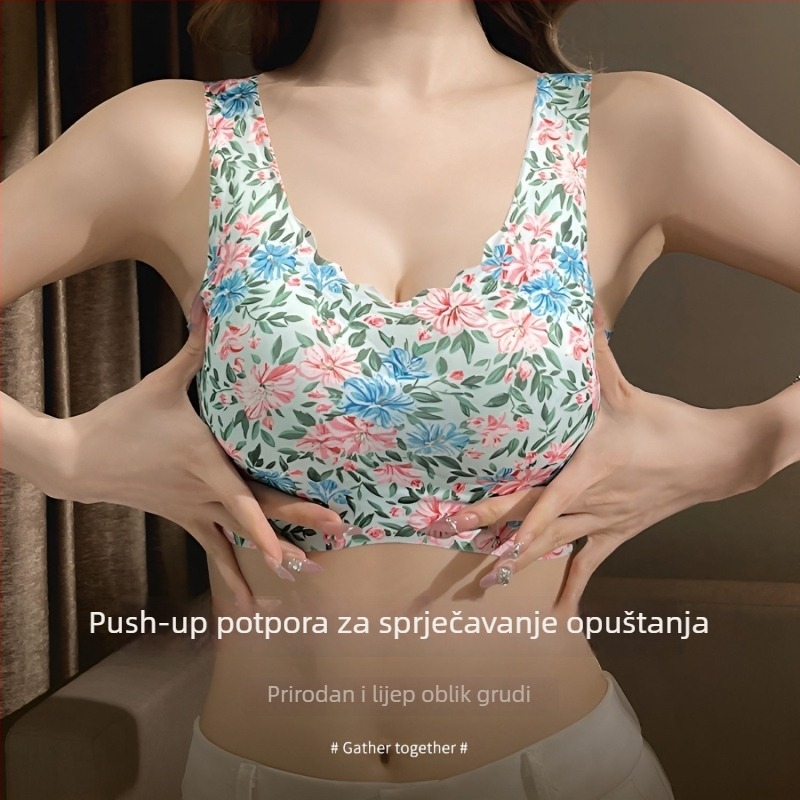 Ice Silk bešivni grudnjak bez žice, push-up, dišni stražnji dio, dizajn tub-topa, anti-sag za ljetnu trku
