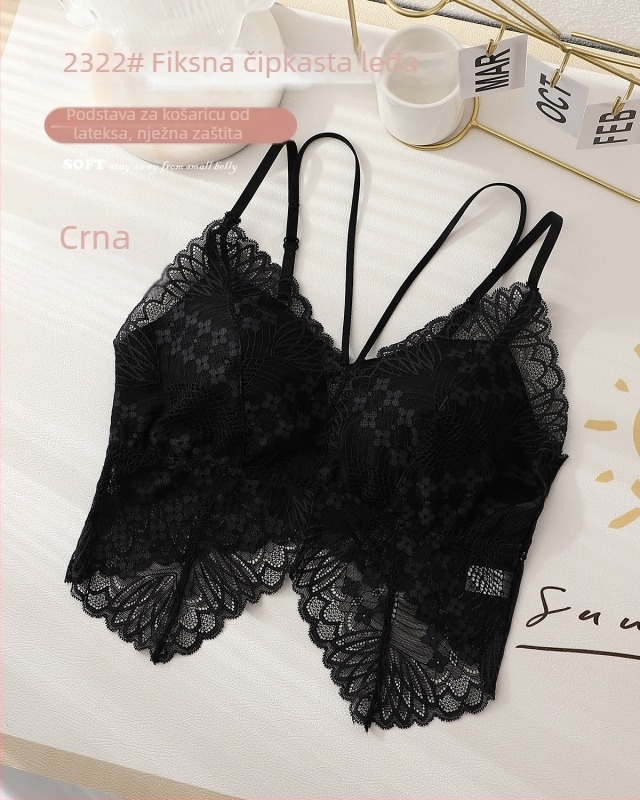 Seksi čipkasti top s križnim leđima, ugrađenim grudnjakom i jastučićima za grudi