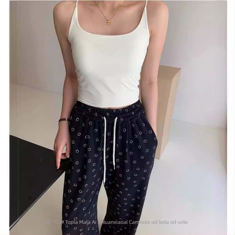 Camisole od ice silk s ugrađenim košaricama, kratka dužina, bešavni stražnji dio, tanke naramenice