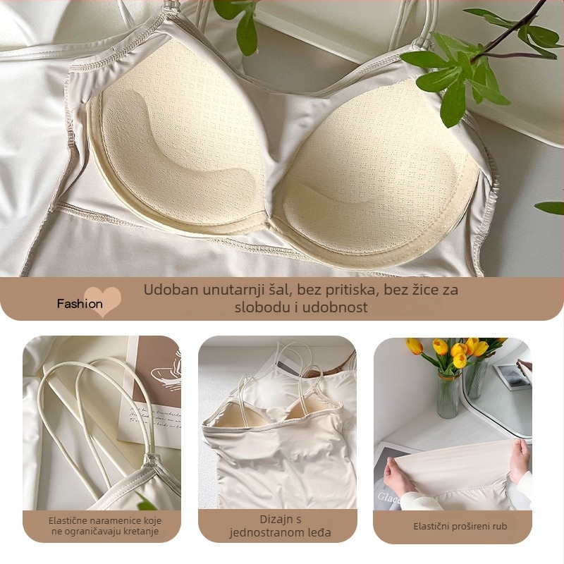 Najlonski tube top za prsa, 3/4 šalica, oblikovana šalica (gornja tanka, donja debela), bez šavova, prozračan, lijep leđa, duljina iznad trbuha