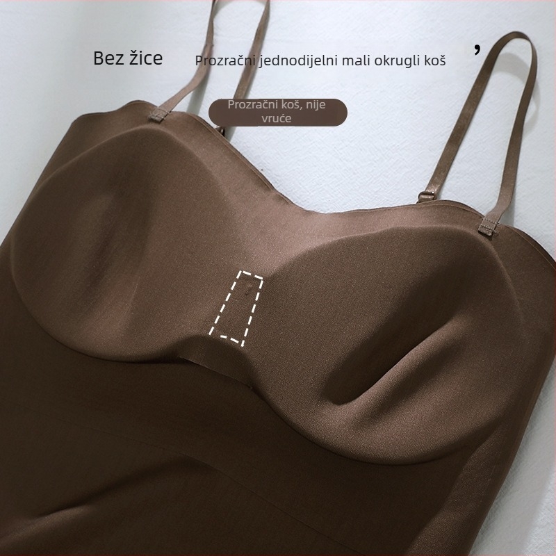 Bijela cami-top od ice silk s jastučićima za grudi, kratki ljetni top, unutarnji sloj