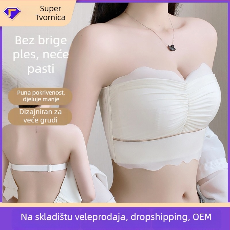 Lijep bez naramenica, besšivna bustier s košaricama 3/4, tanke oblikovane košarice, odvojive dvostruke naramenice, stražnji četverored kopči, najlonsko platno