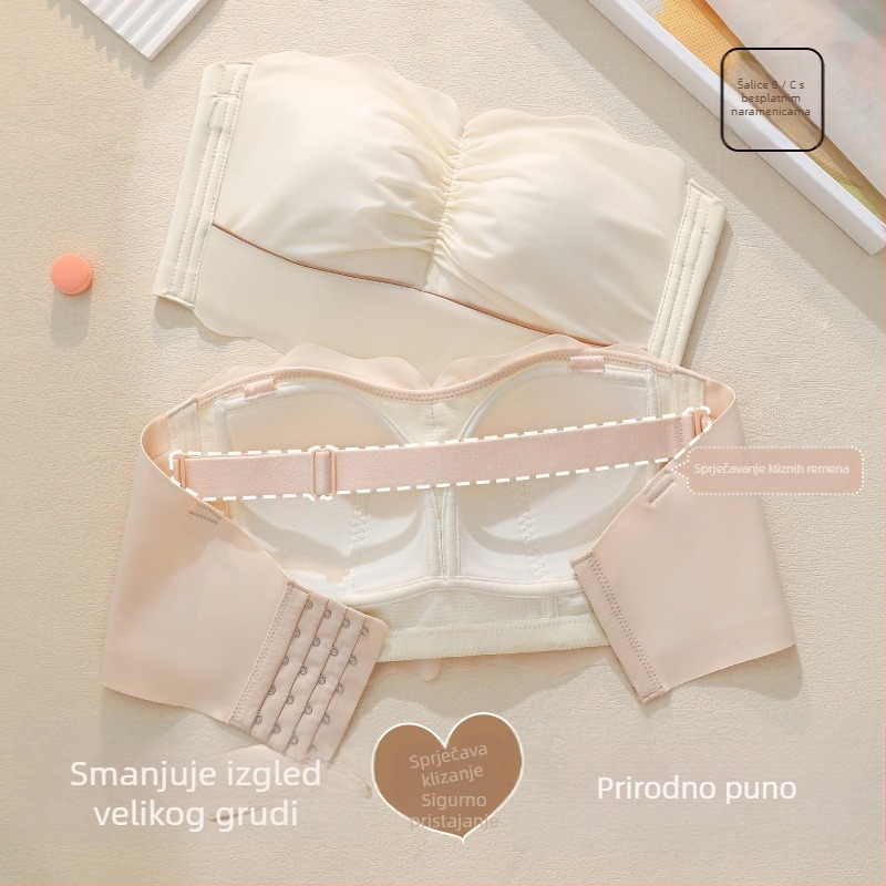 Lijep bez naramenica, besšivna bustier s košaricama 3/4, tanke oblikovane košarice, odvojive dvostruke naramenice, stražnji četverored kopči, najlonsko platno