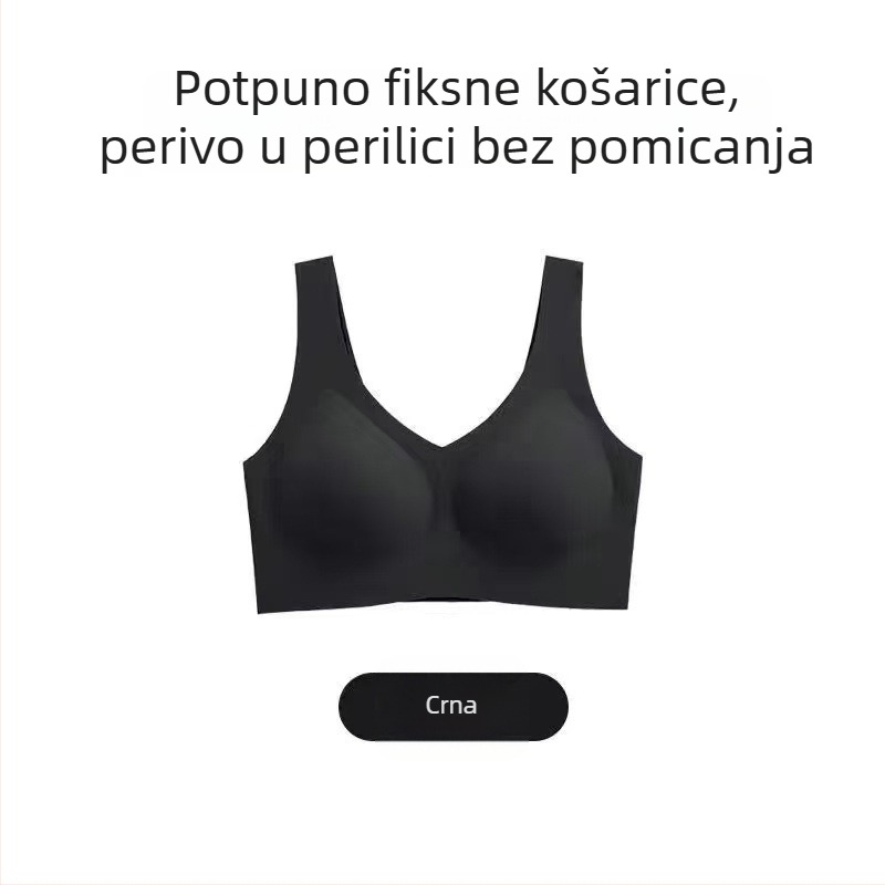 Bezšivni grudnjak s jednim komadom, s fiksiranim košaricama, bez žice, plus veličina, udoban push-up, sportski leđa