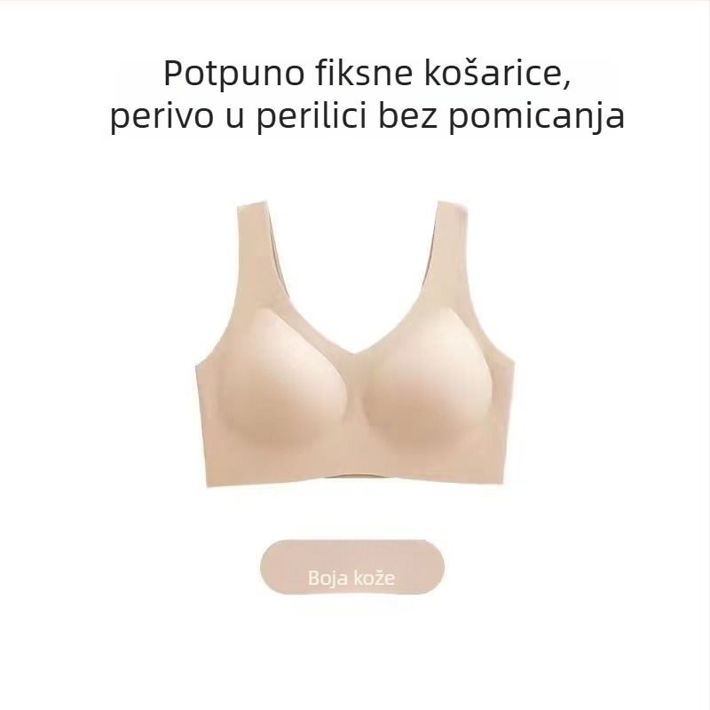 Bezšivni grudnjak s jednim komadom, s fiksiranim košaricama, bez žice, plus veličina, udoban push-up, sportski leđa