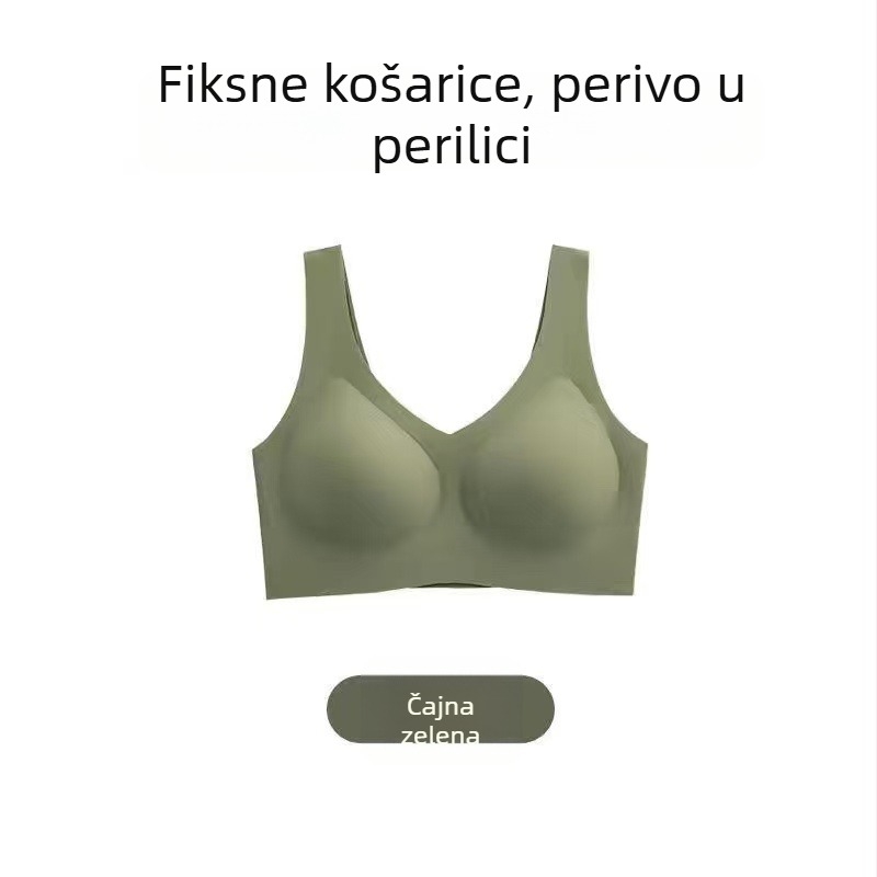 Bezšivni grudnjak s jednim komadom, s fiksiranim košaricama, bez žice, plus veličina, udoban push-up, sportski leđa