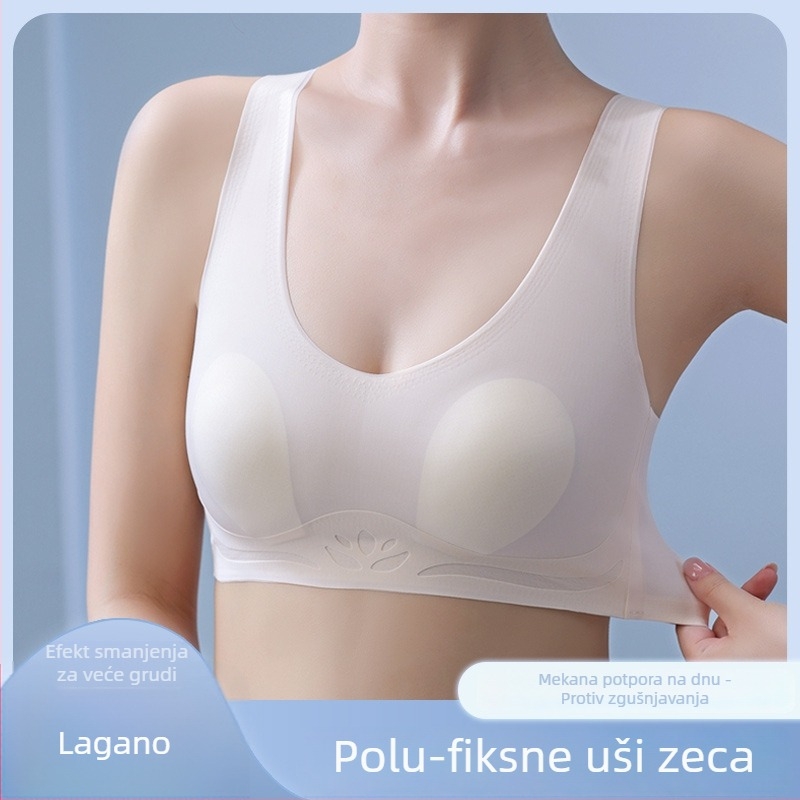 Sutien u prsluku s ušima zeca, tanak prozračan leđa bez šavova, ultra-tanke oblikovane košarice (Materijal: najlon; Glavni materijal: najlon; Tip košarice: uši zeca; Oblik košarice: ultra-tanki; Stil: prsluk)