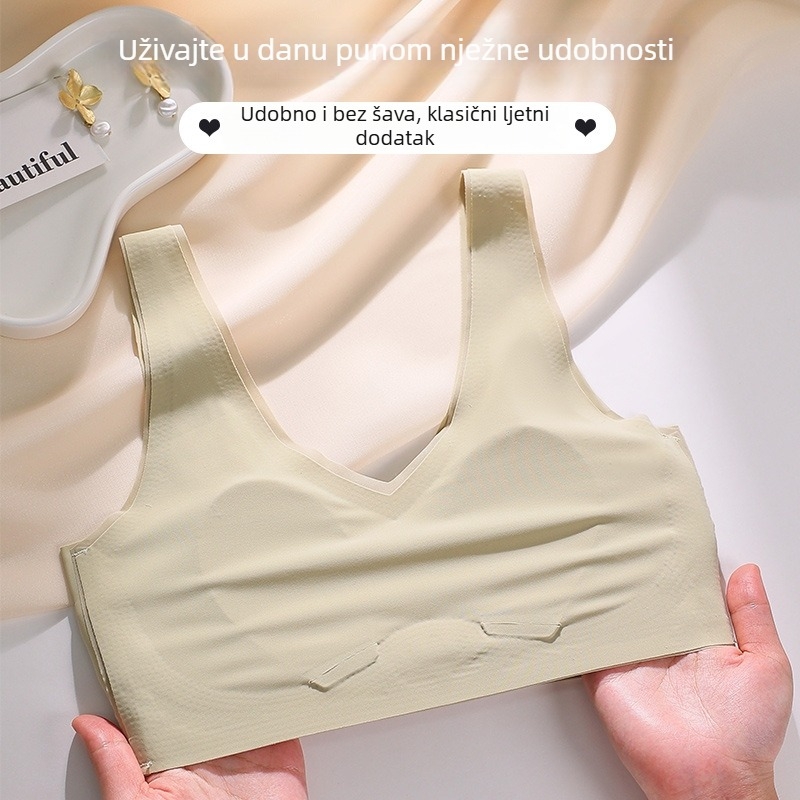 Sutien u prsluku s ušima zeca, tanak prozračan leđa bez šavova, ultra-tanke oblikovane košarice (Materijal: najlon; Glavni materijal: najlon; Tip košarice: uši zeca; Oblik košarice: ultra-tanki; Stil: prsluk)
