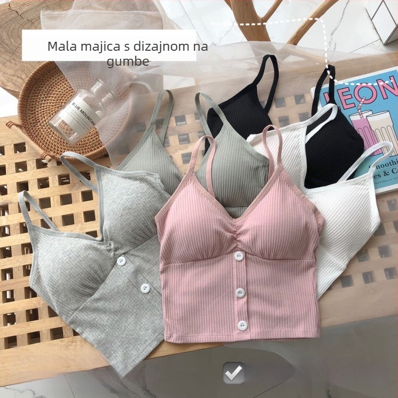 Ženski bezrameni top od pamuka s dizajnom zadnjeg wrapa, sportska donja za pokret (95% pamuk, pleteni)