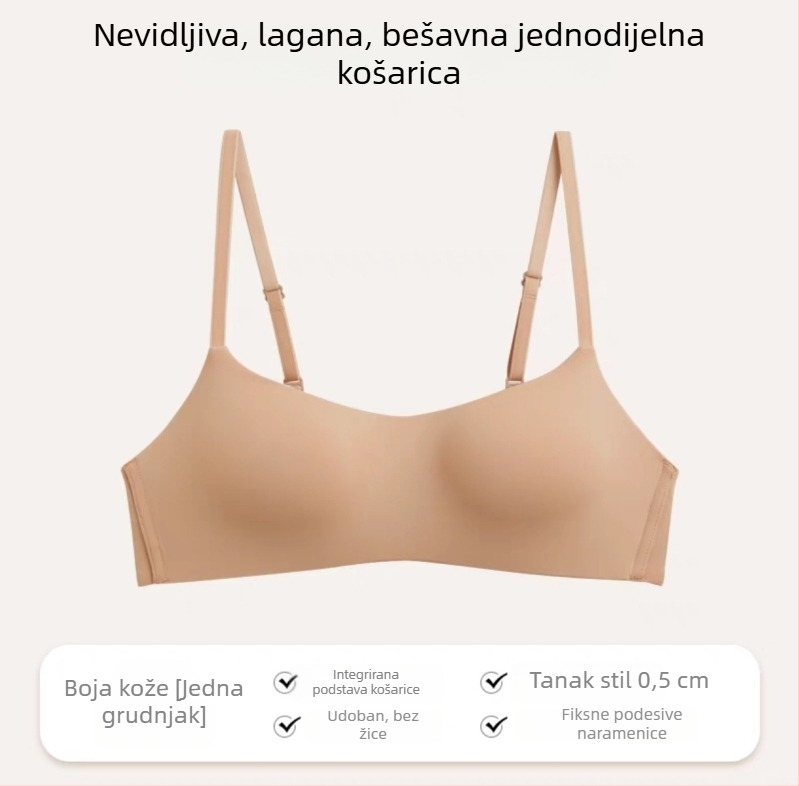 Bezšivan grudnjak za male grudi, tanak, push-up, protiv opuštanja, bez žice, udoban