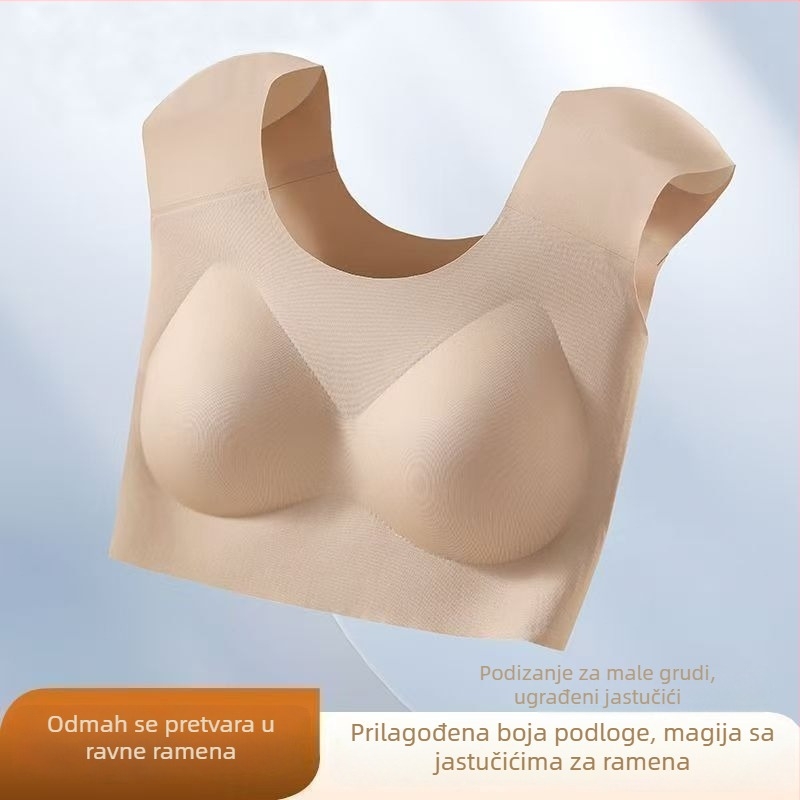 Bežični grudnjak s punim košaricama i tanko oblikovanim košaricama, najlon tkanina, podstava nylon 70–80%, fiksne trake