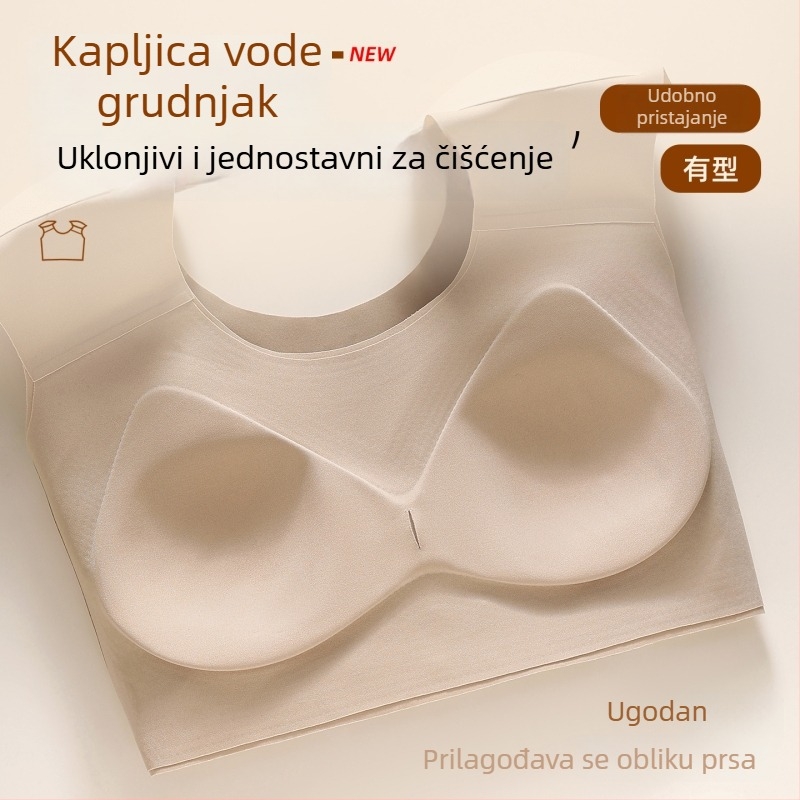 Bežični grudnjak s punim košaricama i tanko oblikovanim košaricama, najlon tkanina, podstava nylon 70–80%, fiksne trake