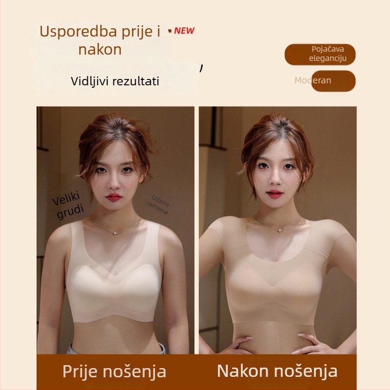 Bežični grudnjak s punim košaricama i tanko oblikovanim košaricama, najlon tkanina, podstava nylon 70–80%, fiksne trake