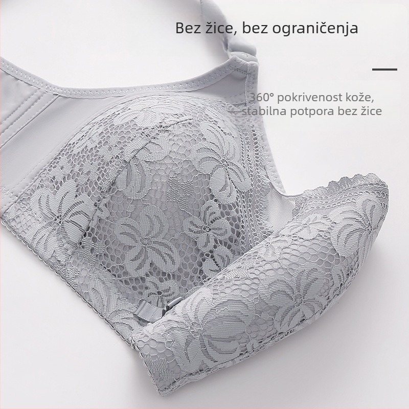 Grudnjak tipa tube-top s čipkom, košarice 3/4, tanke oblikovane košarice, naramenice s čipkom, stražnje kopče s četiri reda
