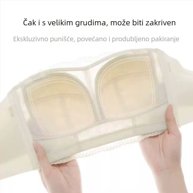 Sutien bez naramenica za oblikovanje, s odvojivim dvostrukim naramenicama, tankim oblikovanim košaricama, stražnji zatvarač s četiri reda kukica