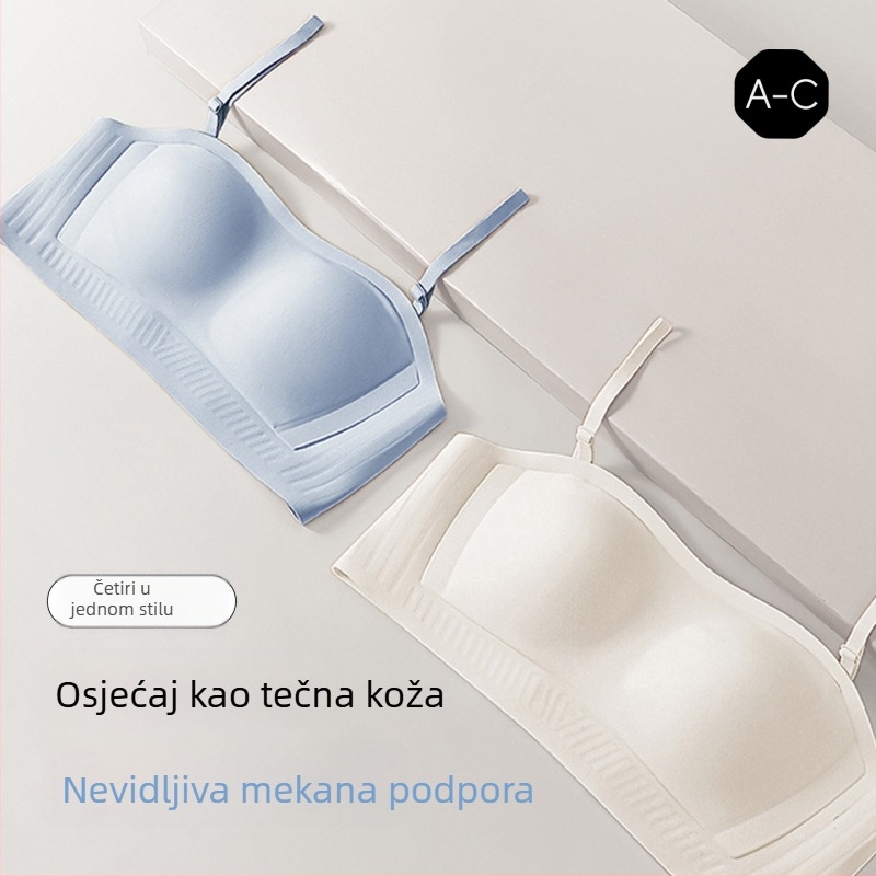 Bezšivna grudnjica s gel-trakom, nježna potpora, prozračne najlonske košarice, odvojive naramenice, U-oblik leđa, bandeau bez naramenica, vizualno smanjuje veliki prsni koš
