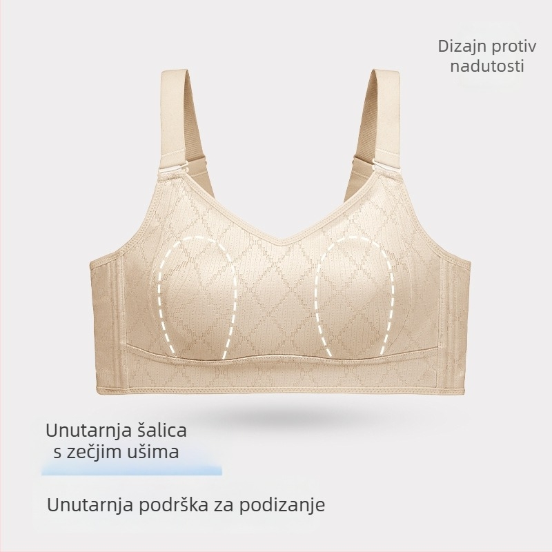 Push-Up grudnjak s odvojivim dvostrukim trakama, prozračni najlon, puna košarica s tankim oblikovanim košaricama, stražnje četiri reda kopči